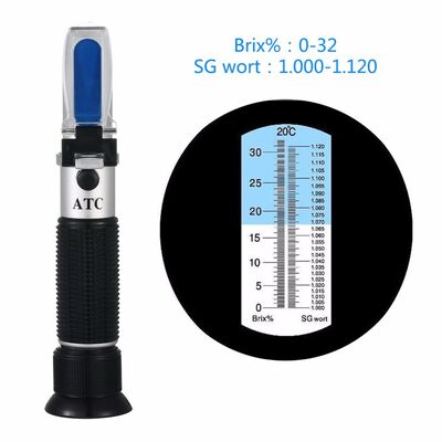 Handheld Brix-refractometer met 0-32% Brix-bereik en automatische temperatuurcompensatie voor bierwort SG-meting