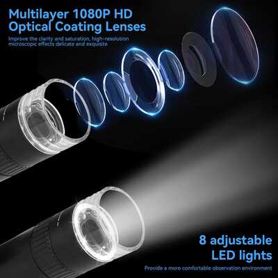 50X-1000X Draagbare Digitale Microscoop met 2" IPS Scherm en 8 Instelbare LED's voor Observatie in Hoge Definitie