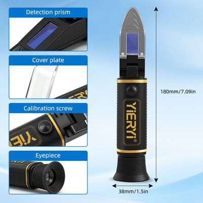 4-in-1 Multi-Fluid Hand Held Refractometer with ATC and High Accuracy ±0.2% for Glycol, Battery & Cleaning Fluids