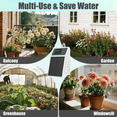 Solar Powered Automatic Drip Irrigation Kit with 2200mAh Rechargeable Battery and Programmable Timer for Garden and Potted Plants