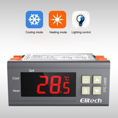 STC-1000 Digitale Thermostaattemperatuurregelaar met LCD-scherm 0,1°C Resolutie en Hoogtemperatuuralarm