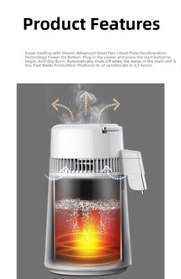 Fuyao K40107 750W 4L Capaciteit SUS304 Roestvrij Staal Gedestilleerd Water Machine voor Thuis, Laboratorium & Tandheelkundig Gebruik