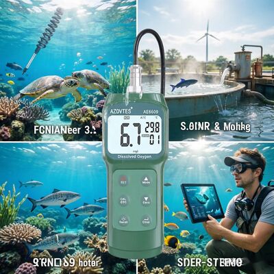 Hoge Precisie AE6609 Draagbare 3,5m Probe Opgeloste Zuurstofmeter met ATC voor Aquacultuur & Afvalwater