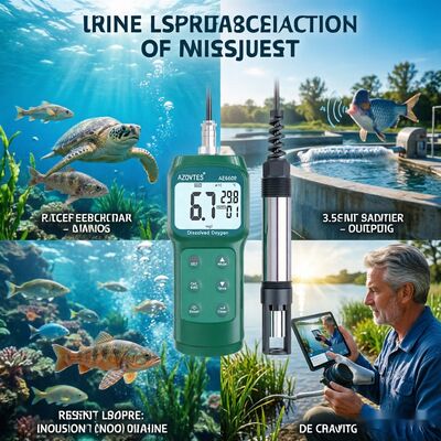 Hoge Precisie AE6609 Draagbare 3,5m Probe Opgeloste Zuurstofmeter met ATC voor Aquacultuur & Afvalwater