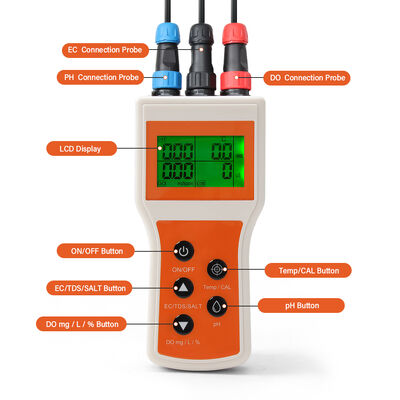6-in-1-test multiparameter waterkwaliteitsmeter met 0,1 pH-nauwkeurigheid en LCD-display voor aquariums en hydroponics
