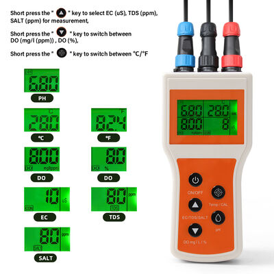 6-in-1-test multiparameter waterkwaliteitsmeter met 0,1 pH-nauwkeurigheid en LCD-display voor aquariums en hydroponics