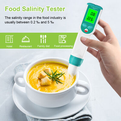 Waterdichte digitale zoutgehalte-test en pH-meter met HD-groot scherm voor 0-100% zoutgehalte