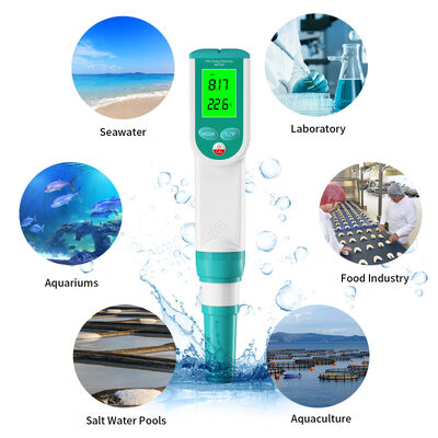 Waterdichte digitale zoutgehalte-test en pH-meter met HD-groot scherm voor 0-100% zoutgehalte