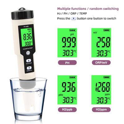 4 in 1 digitale waterkwaliteitsmeter met IP67 waterdichtheid en LCD-display voor H2, ORP, pH en temperatuurmeting