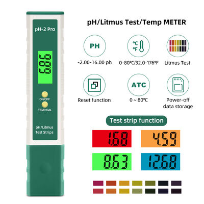 PH-2 Pro pH-meter met achtergrondverlicht LCD-scherm, automatische temperatuurcompensatie en gegevensopslag bij uitschakelen voor waterkwaliteitstesten