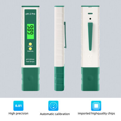 PH-2 Pro pH-meter met achtergrondverlicht LCD-scherm, automatische temperatuurcompensatie en gegevensopslag bij uitschakelen voor waterkwaliteitstesten