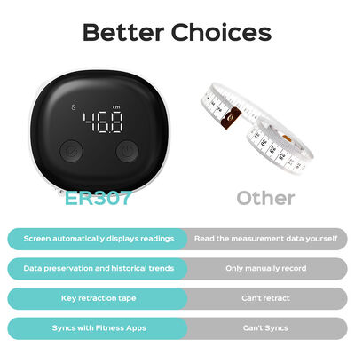 Smart Bluetooth Body Measuring Tape met ±0,2% nauwkeurigheid, herlaadbaar type-C & LED-display voor nauwkeurige metingen