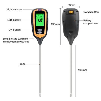 6-in-1 Bodem PH-meter Tuinbodem PH / Vruchtbaarheid / Vocht / Licht / Luchtvochtigheid / Temp Multi Functioneel Bodemtestinstrument