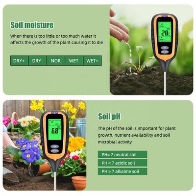 6-in-1 Bodem PH-meter Tuinbodem PH / Vruchtbaarheid / Vocht / Licht / Luchtvochtigheid / Temp Multi Functioneel Bodemtestinstrument