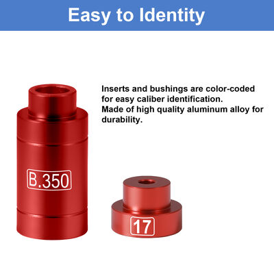 Rood aluminium afmetingsmeter set legering kaliber conversie bussen set B.350&.17 kaliber adapters voor gemakkelijke identificatie