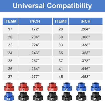 Rood aluminium afmetingsmeter set legering kaliber conversie bussen set B.350&.17 kaliber adapters voor gemakkelijke identificatie