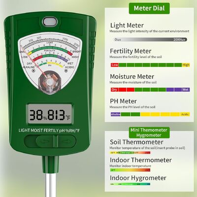 7 in 1 Digitale bodemanalysator met LCD-scherm voor nauwkeurige pH-monitoring van de vochtigheid van het tuinlicht