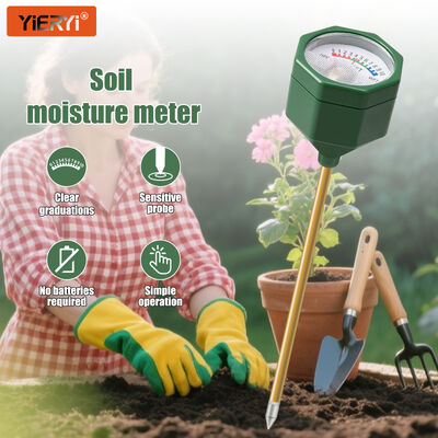 YIERYI Analoog bodemvochtigheidsmeter zonder batterij met metalen sonde 0-10 schaal hygrometer voor tuinpotten