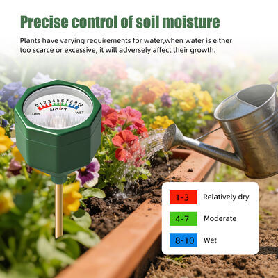 YIERYI Analoog bodemvochtigheidsmeter zonder batterij met metalen sonde 0-10 schaal hygrometer voor tuinpotten
