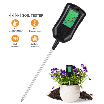 Grote LCD-gebruikersinterface 4 in 1 Bodemmeter PH Bodemmeter Vocht/Temperatuur/Zonlicht Bodemanalysetools