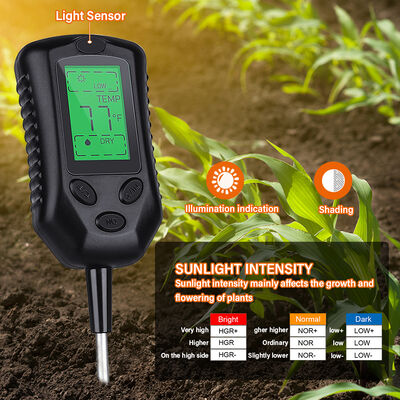 Grote LCD-gebruikersinterface 4 in 1 Bodemmeter PH Bodemmeter Vocht/Temperatuur/Zonlicht Bodemanalysetools