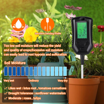 Grote LCD-gebruikersinterface 4 in 1 Bodemmeter PH Bodemmeter Vocht/Temperatuur/Zonlicht Bodemanalysetools