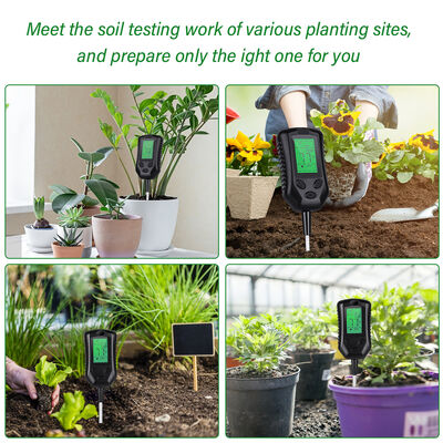 Grote LCD-gebruikersinterface 4 in 1 Bodemmeter PH Bodemmeter Vocht/Temperatuur/Zonlicht Bodemanalysetools