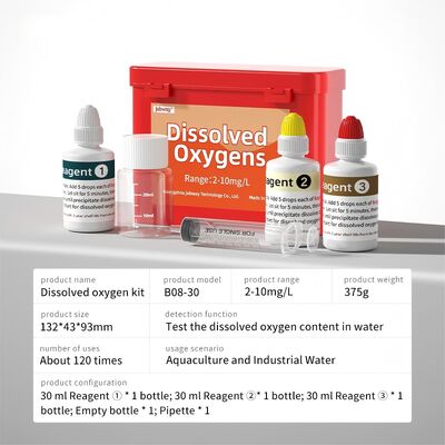 YIERYI Testkit voor opgeloste zuurstof 2-10 mg/l 120 tests voor industriële waterkwaliteitsbewaking in de aquacultuur