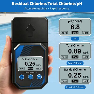 YIERYI Draagbare fotometrische nauwkeurige waterkwaliteitsmeter voor pH Restchloor Totaal Chloor