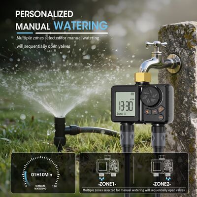 Oplaadbare digitale irrigatietijmer zware koperen connector automatische sprinklercontroller met handmatige overschrijding