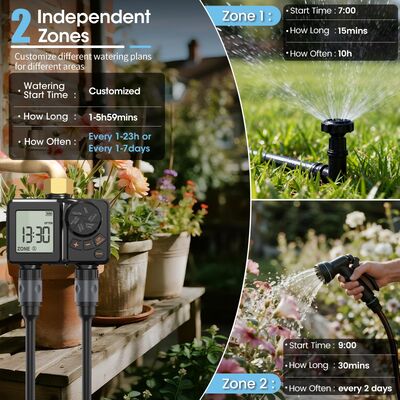 Oplaadbare digitale irrigatietijmer zware koperen connector automatische sprinklercontroller met handmatige overschrijding