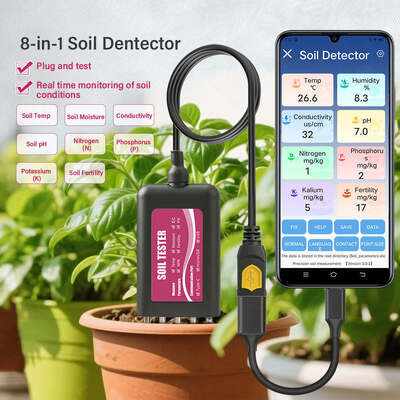 YIERYI 8-in-1 USB Bodemtester met Real-Time Monitoring pH Vocht NPK EC Temperatuur Vruchtbaarheidssensor voor Android HarmonyOS