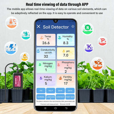YIERYI 8-in-1 USB Bodemtester met Real-Time Monitoring pH Vocht NPK EC Temperatuur Vruchtbaarheidssensor voor Android HarmonyOS