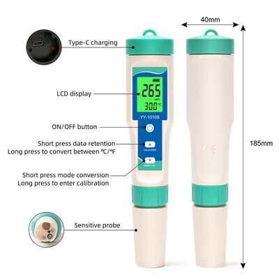 YY-1010S 10-in-1 Waterkwaliteit Testpen PH TDS EC Zoutgehalte ORP H2 S G Temperatuur Chloor Weerstand