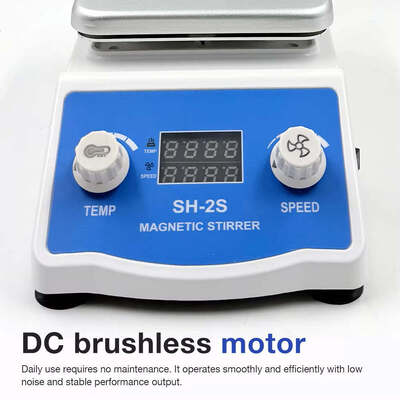SH‑2S Digital Hotplate Magnetic Stirrer With Temperature Probe & Stainless‑Steel Support Stand, 2L Capacity, Heating & Stirring Laboratory Mixer for Reagent & Solution Mixing