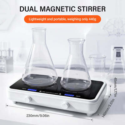 Dubbele Magnetische Roerder, Mini Laboratorium Vloeistof- & Pigmentmenger, 500-1000ml Per Station, Instelbare Snelheid 600-4000 RPM, Tweekanaals Laboratorium Roerapparatuur