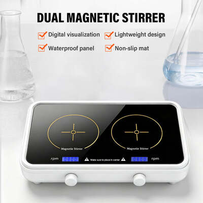 Dubbele Magnetische Roerder, Mini Laboratorium Vloeistof- & Pigmentmenger, 500-1000ml Per Station, Instelbare Snelheid 600-4000 RPM, Tweekanaals Laboratorium Roerapparatuur