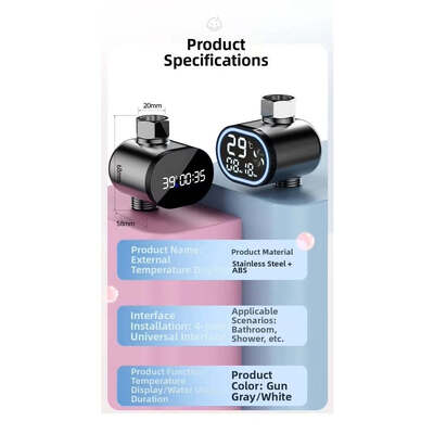 Waterkrachtopwekking, douchekop universele watertemperatuurmeter, babybadje, kinderbad, huishoudelijk visueel LED digitaal display