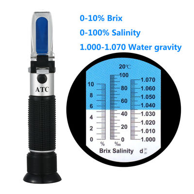 100ppt gift die 2 in 1 ATC Zoutgehalterefractometer inpakken
