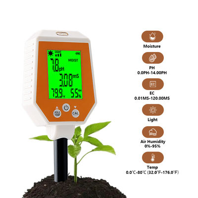 6 in 1 bodemtester - Vocht/PH/EC/licht/luchtvochtigheid/temperatuurmeter voor tuinieren en landbouw