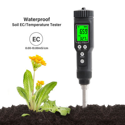 Waterdicht 2 in 1 bodem tester EC (0,00 - 10,00mS/cm) & Temperatuur (-30°C - 80°C) Meter voor tuinieren & boeren