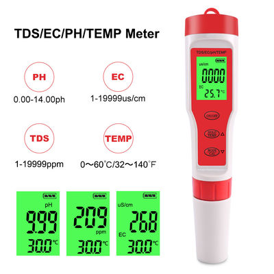 4-in-1 Waterkwaliteitstester - pH/EC/TDS/Temp Meter voor Aquacultuur, Drinkwater & Laboratorium