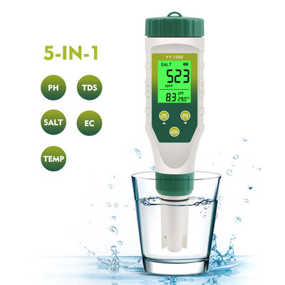 5 - in - 1 waterkwaliteitsmeter - pH/TDS/EC/saliniteit/tempmeter voor aquacultuur, drinkwater en laboratorium