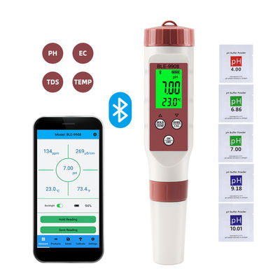 Smart 4-in-1 waterkwaliteitsmeter met Bluetooth - pH/TDS/EC/Temp Meter voor thuis, hydroponie en laboratorium