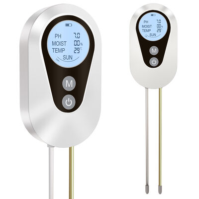 Digitale 4-in-1 bodem-PH-vochttemperatuur-zonlichttester met verlicht LCD-scherm voor tuinlandbouw