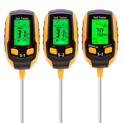 Digitale bodemtester vocht/pH/zonlicht/temperatuurscherm met achtergrondlicht LCD