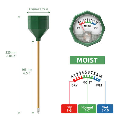 YIERYI Analoog bodemvochtigheidsmeter zonder batterij met metalen sonde 0-10 schaal hygrometer voor tuinpotten