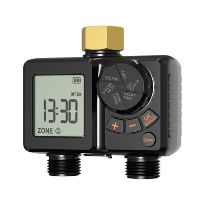 Oplaadbare digitale irrigatietijmer zware koperen connector automatische sprinklercontroller met handmatige overschrijding