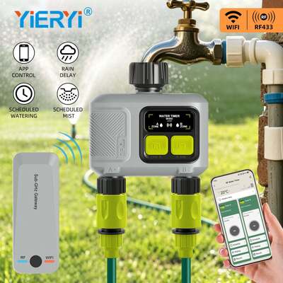 YIERYI Dual-Zone RF Smart Water Timer met Sub-GHz Gateway