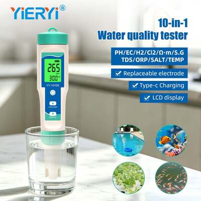 YY-1010S 10-in-1 Waterkwaliteit Testpen PH TDS EC Zoutgehalte ORP H2 S G Temperatuur Chloor Weerstand